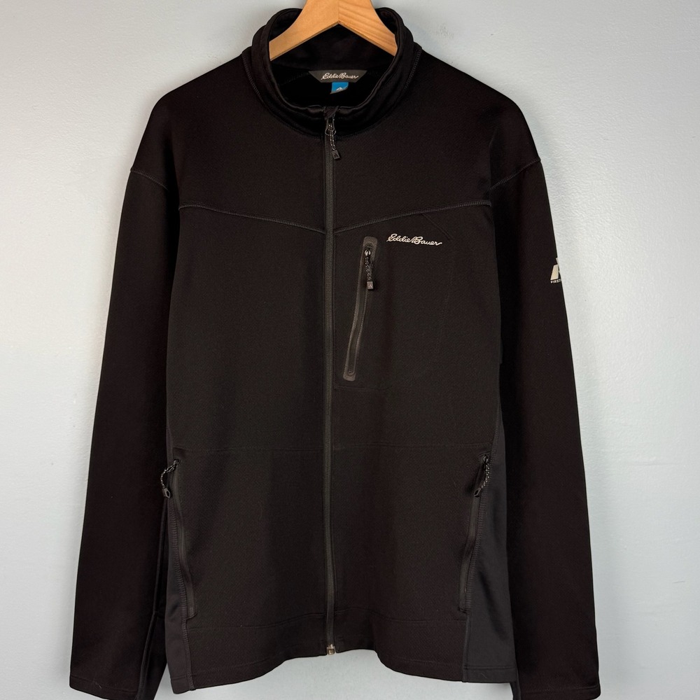 Eddie Bauer First Ascent Men 2XL Black Fleece Full Zip Jacket Pocket Performance - Picture 2 of 7